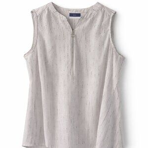 Apt. 9 Sleeveless Zip Front Blouse XXL White Black Speckled Print